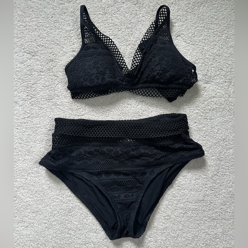Becca Swim - Black Crochet Bikini - Size Small